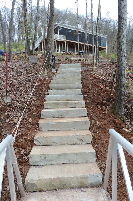 McDonald Project - Stone Steps solution for steep slope, Louisville area of  Knox - Traditional - Landscape - Other - by Willow Ridge Garden Center &  Landscaping